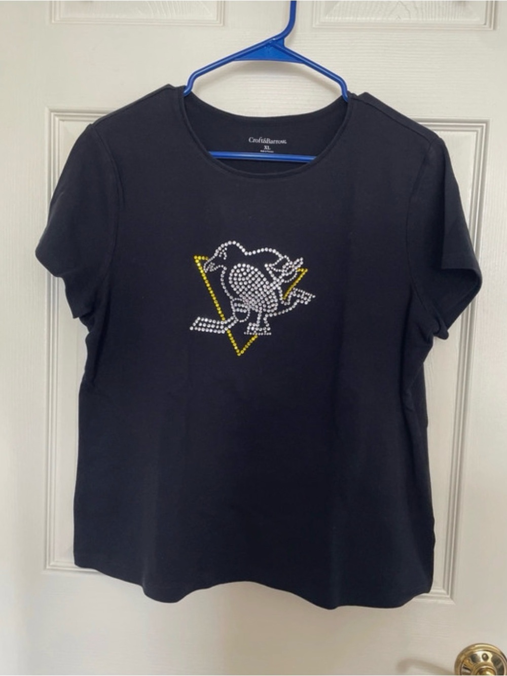 Croft & Barrow Black Pittsburgh Penguins Short-Sleeve Rhinestone Tee